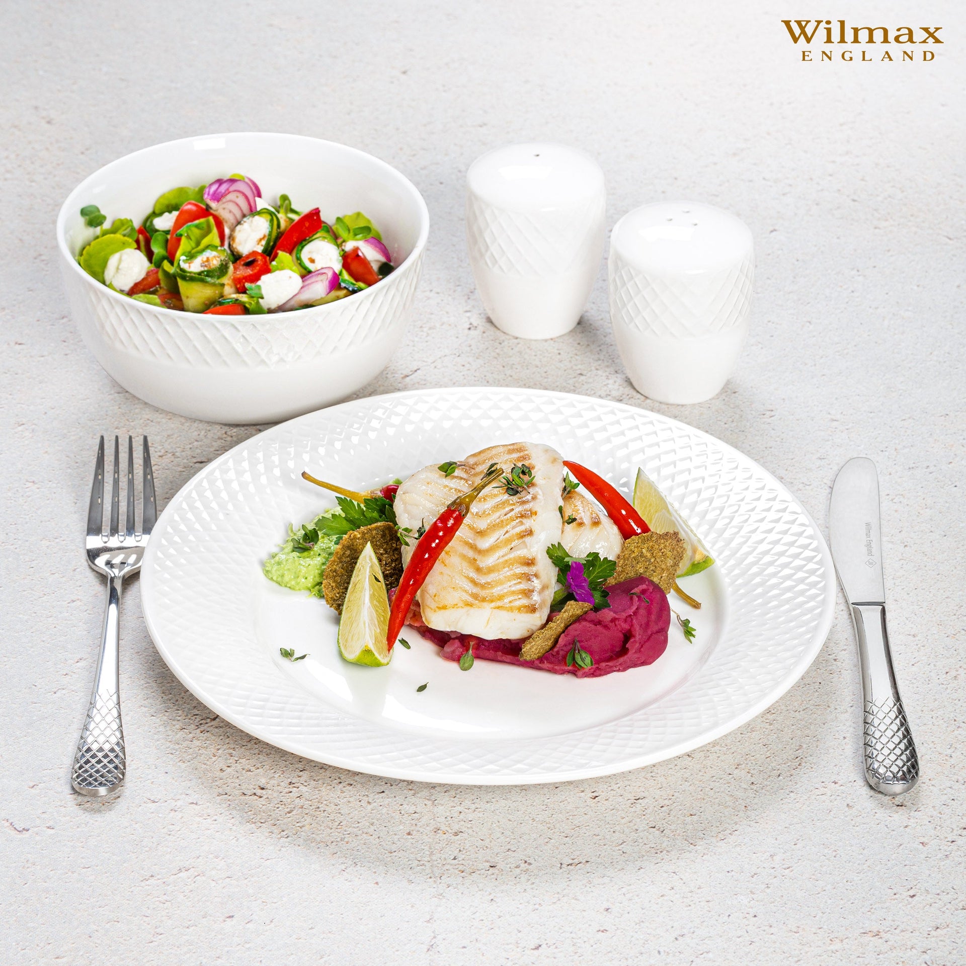 White Dinner Plate With Embossed Wide Rim 10