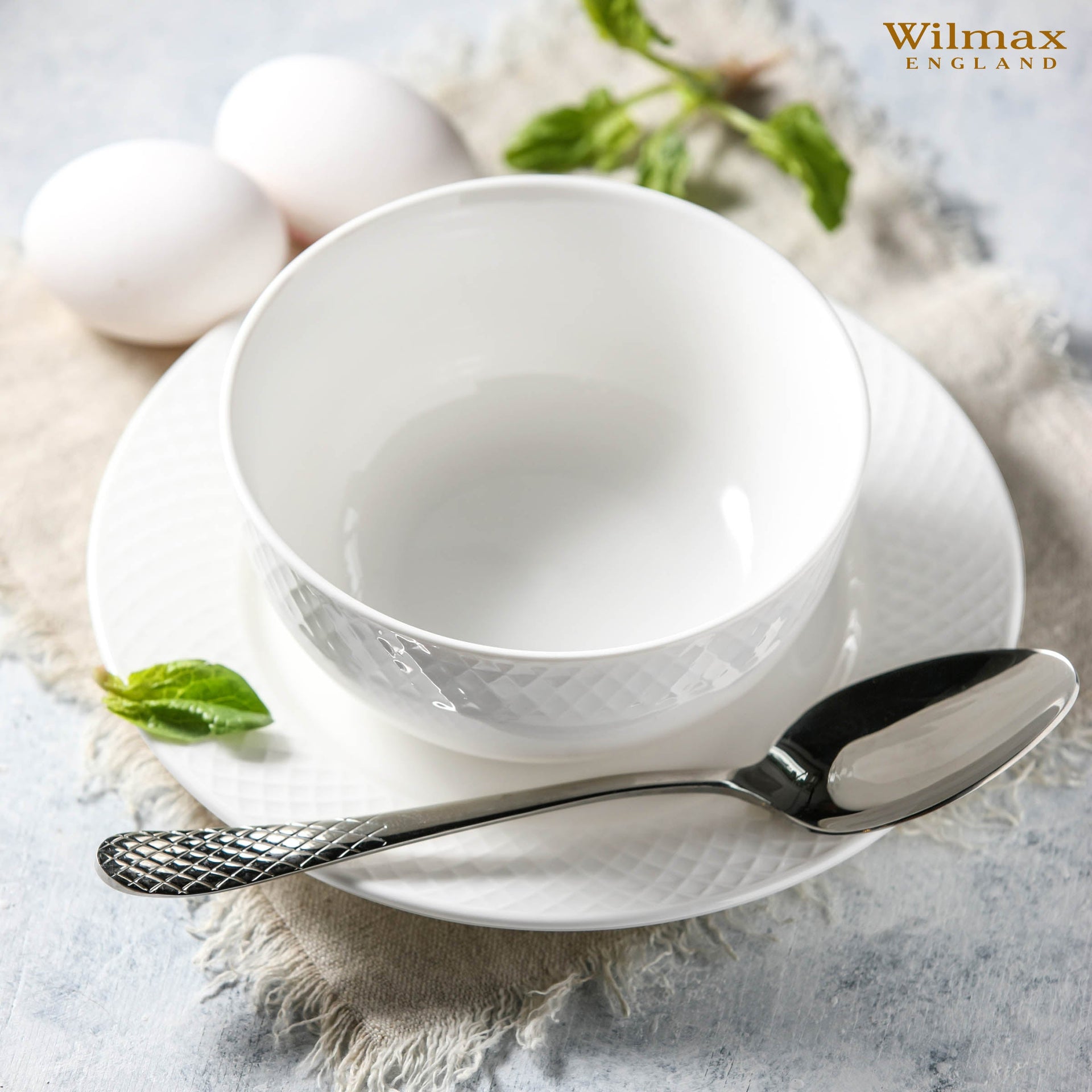 White Dessert Plate With Embossed Wide Rim 8