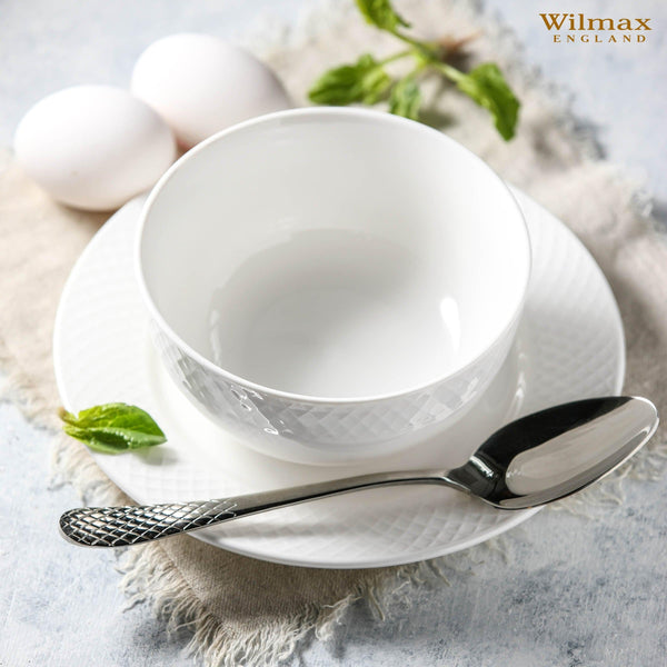 White Dessert Plate With Embossed Wide Rim 8