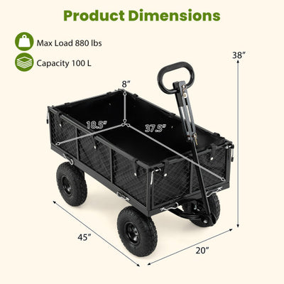 880 lbs Utility Wagon Flatbed with Removable Oxford Cloth Liner-Black
