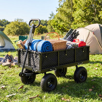 880 lbs Utility Wagon Flatbed with Removable Oxford Cloth Liner-Black
