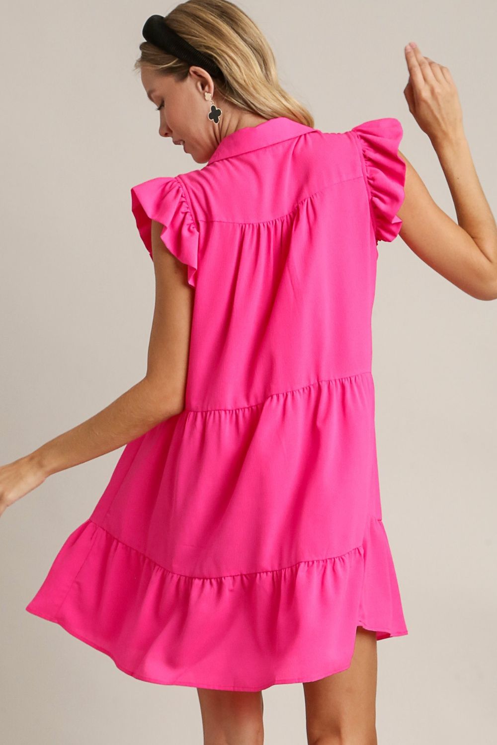 Pink Full Size Ruffle Cap Sleeve Dress Plus Size Elegant & Timeless Classic Design Dress