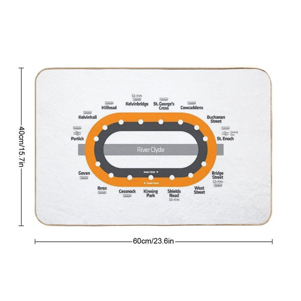 Glasgow Scotland Tube Metro Subway Train Map Bath Mat