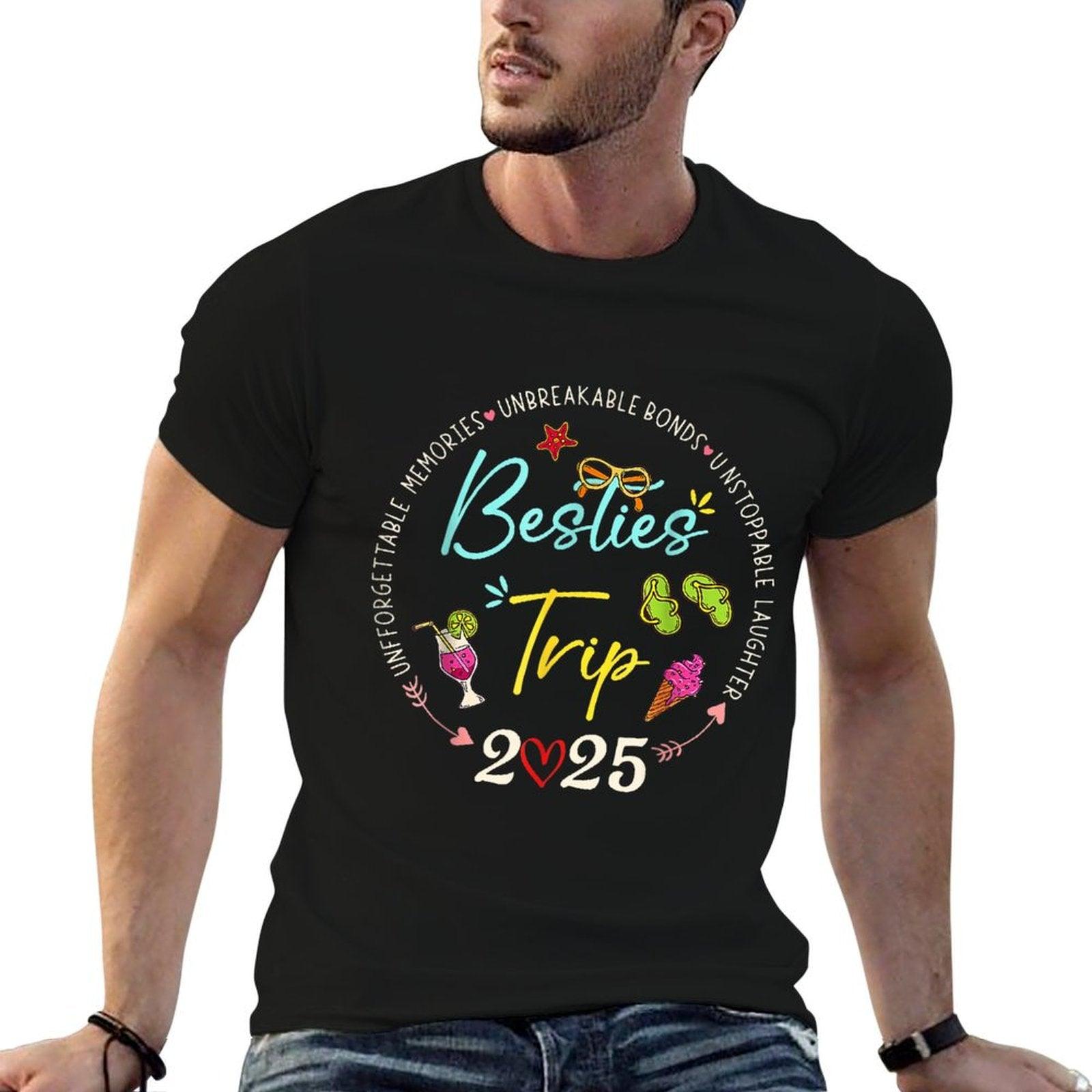 Besties Trip 2025 Memories Girl Trip Friends Vacation Retro T-Shirt