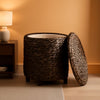 Espresso Handwoven Water Hyacinth Seventeen Inch Ottoman