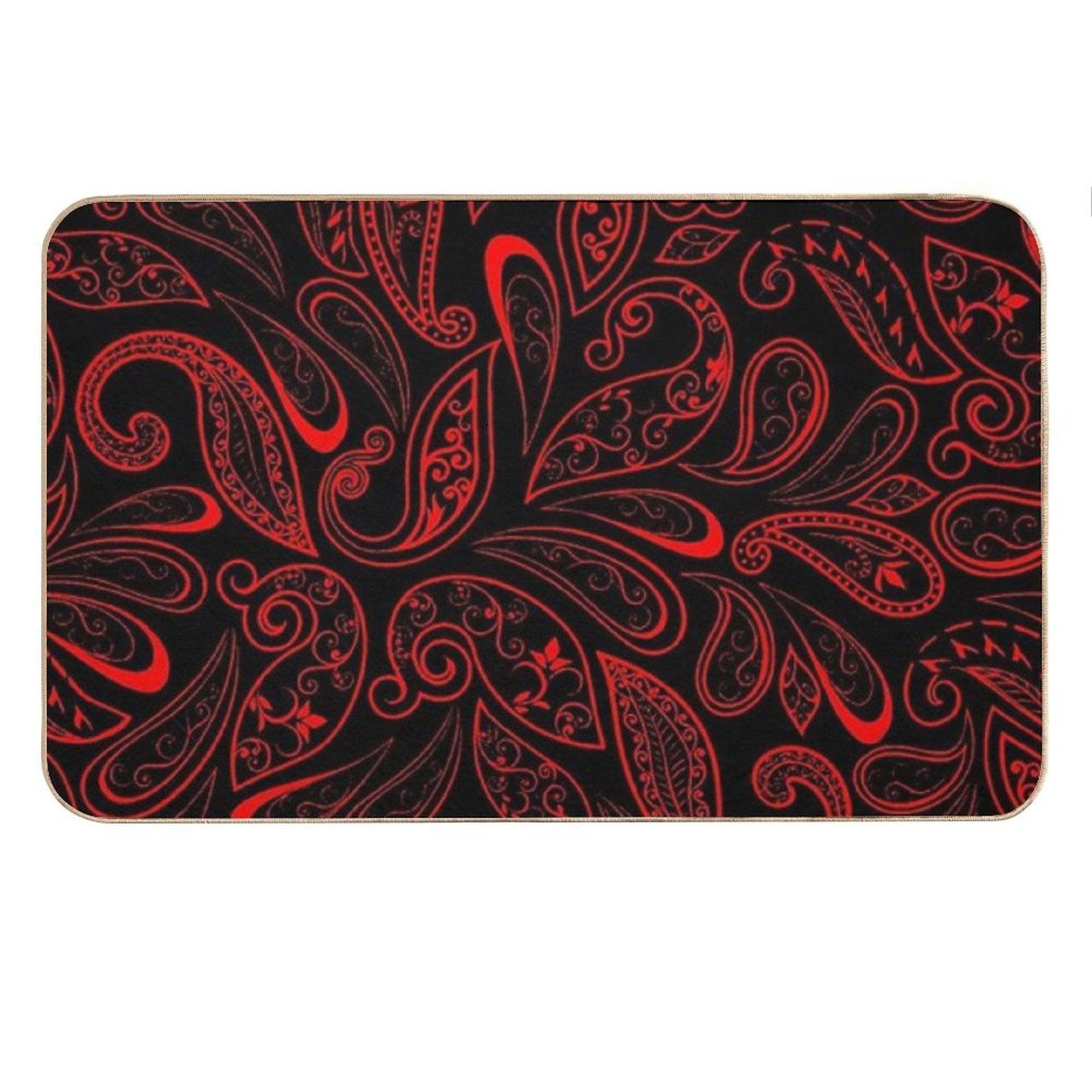 Color Red And Black RED BLACK PATTERN Bath Mat