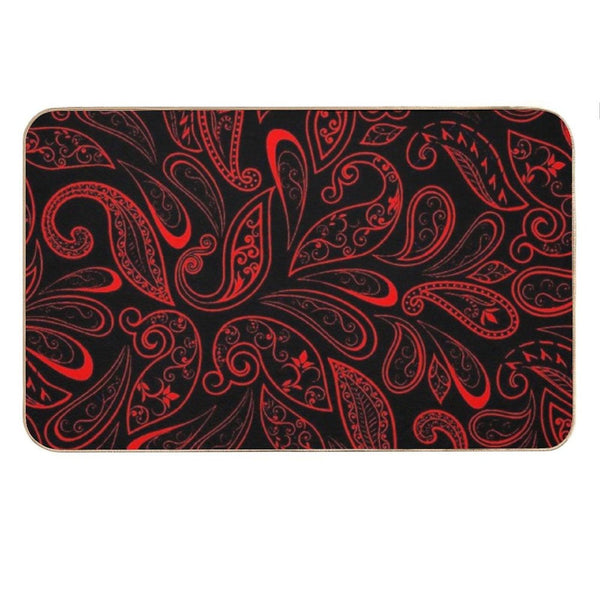 Color Red And Black RED BLACK PATTERN Bath Mat