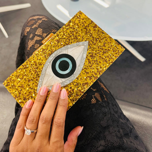 Golden Evil Eye Clutch