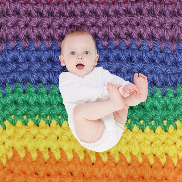 Crochet Rainbow Wrinkle-free Throw Blanket