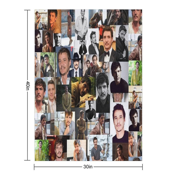 Pedro Pascal Abstract Seamless Collage Travel-friendly Throw Blanket