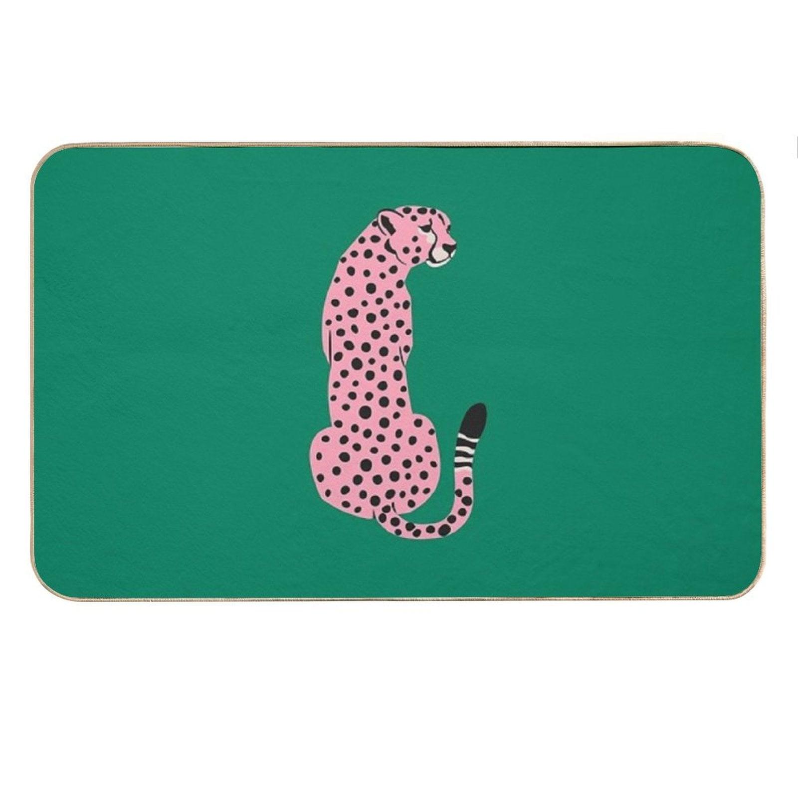 Pink Leopard  African Cheetah  Tropical Pop Art Bath Mat
