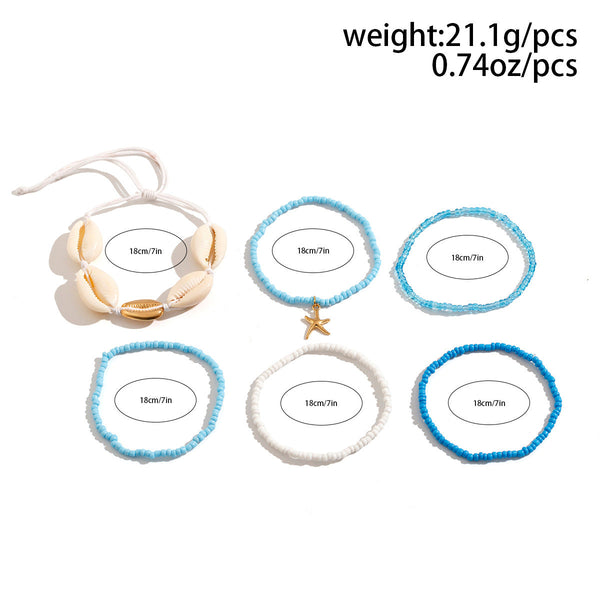 Bohemian vacation style shell rice bead bracelet Bracelet beach starfish bead set for women