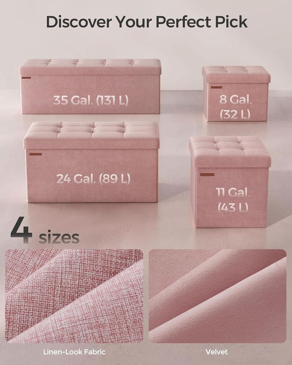 Jelly Pink Foldable Storage Ottoman Bench 15x30x15