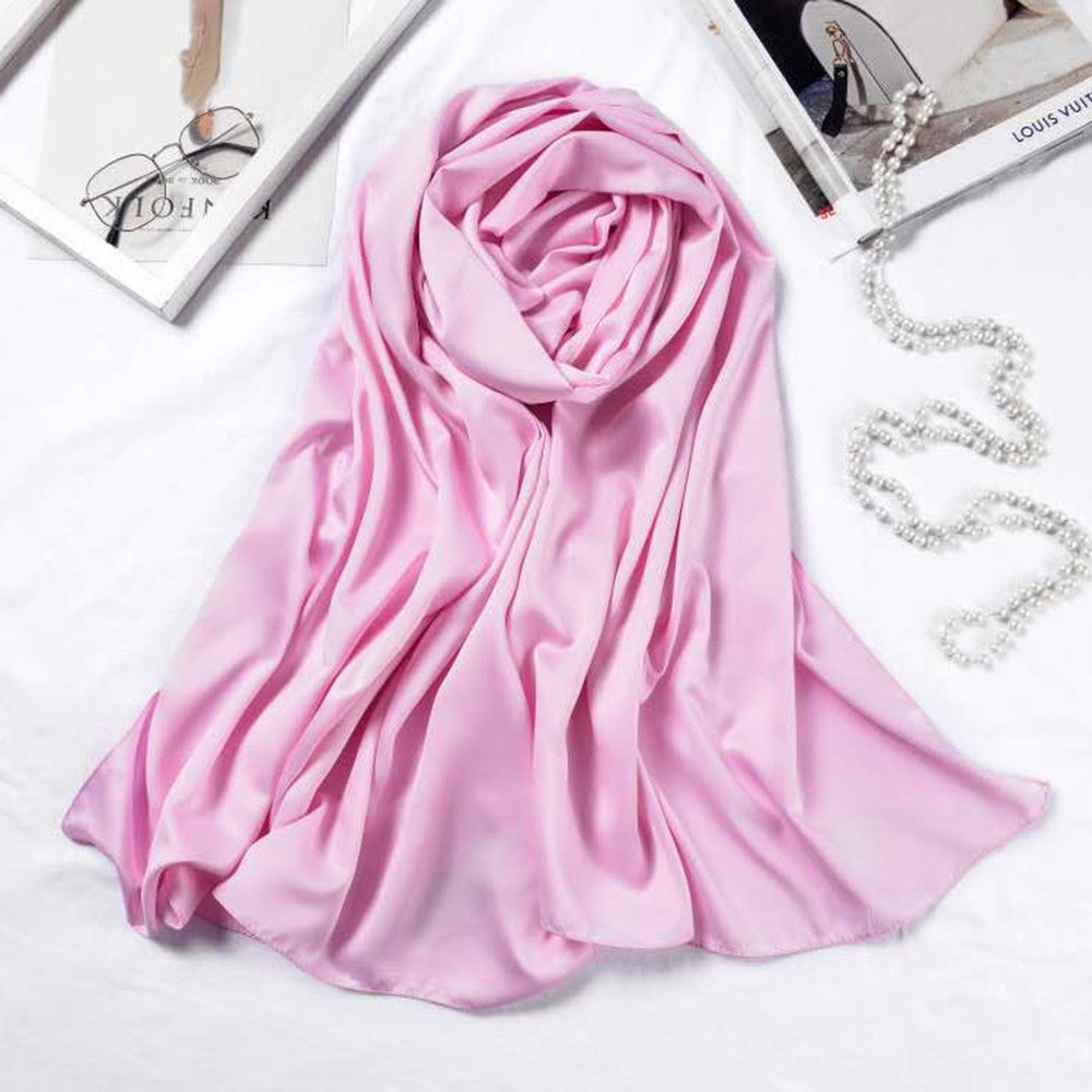 Malaysia bawal 110*110cm Large Square Scarf Single Color Matte Satin Silk Scarf Women's Headscarf Shawl