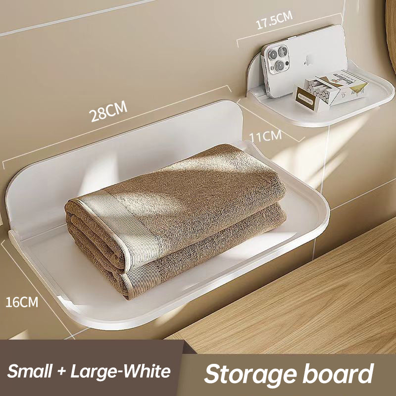 New Foldable Punch - Free Wall - mounted Plastic Floating Shelf for Bathroom and Toilet, Ideal for Towel and Clothes Storage
