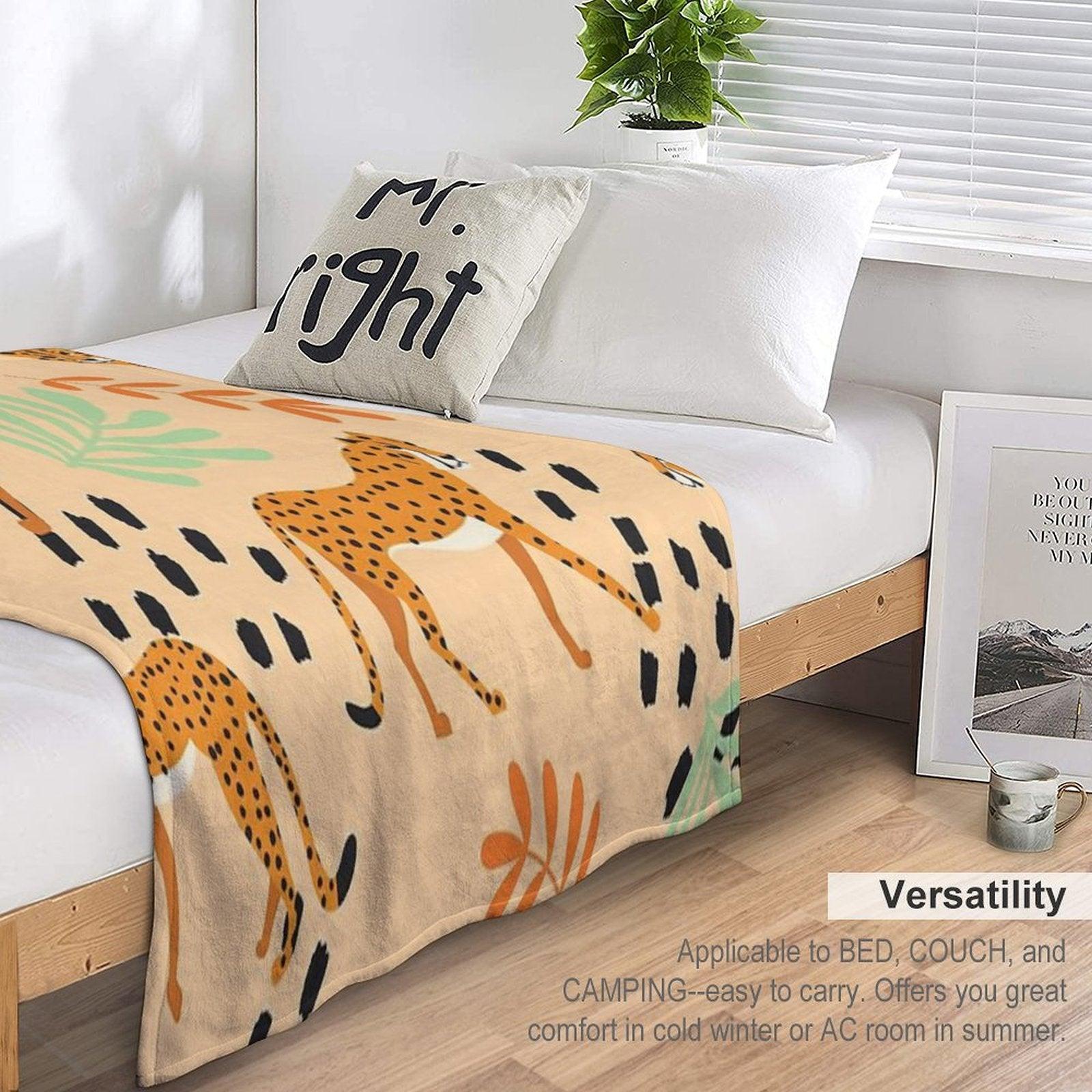 Cheetahs Pattern Beige Throw Blanket