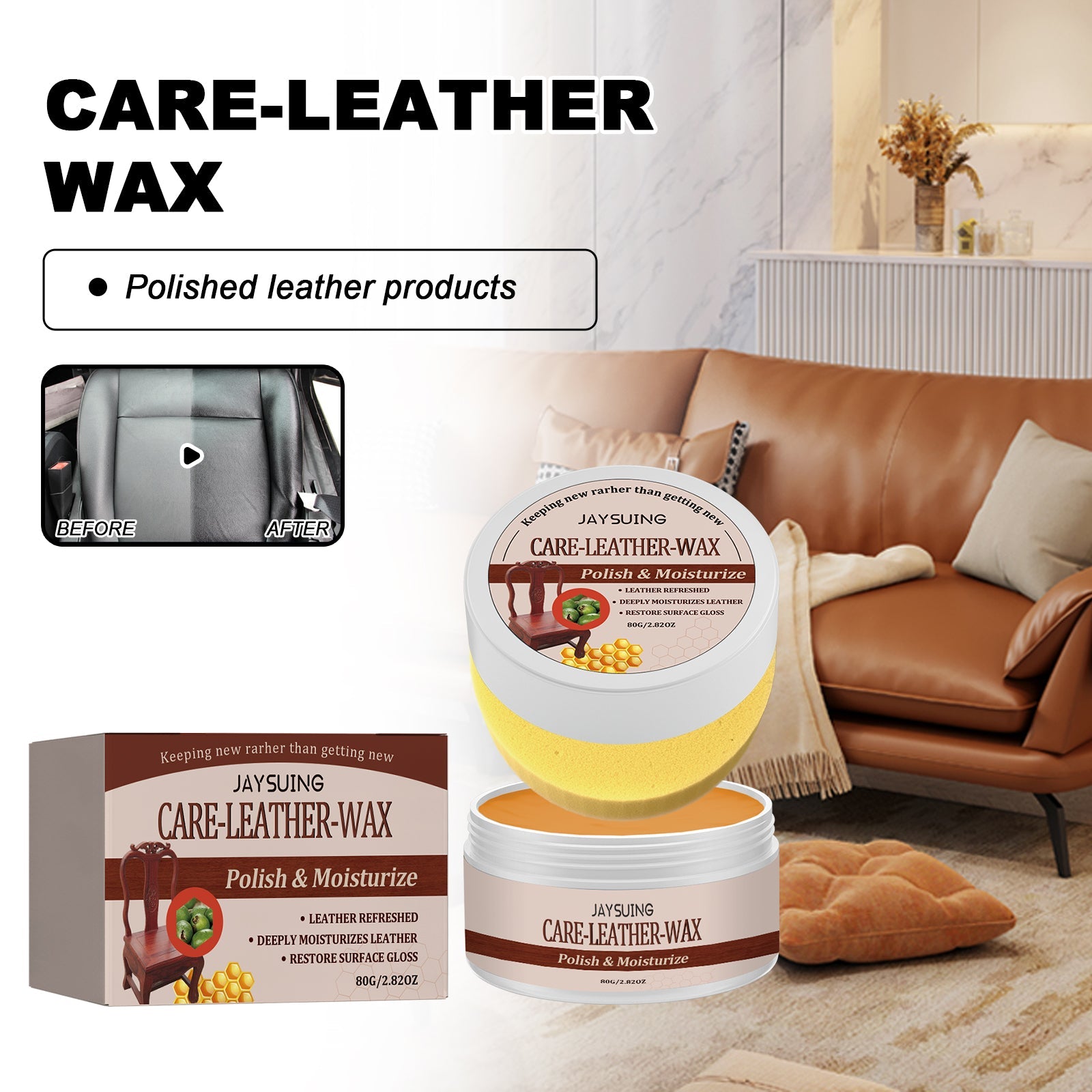 Leather Care Wax Car Seat Furniture Sofa Leather Shoes Care Refurbishment Maintenance Portable Care