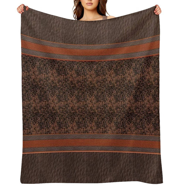 Favorite Brown Sweater Faux Vegan Leather Pattern Print Brown Bohemian Boho Thigh High Striped Top Socks Leggings Compact Throw Blanket