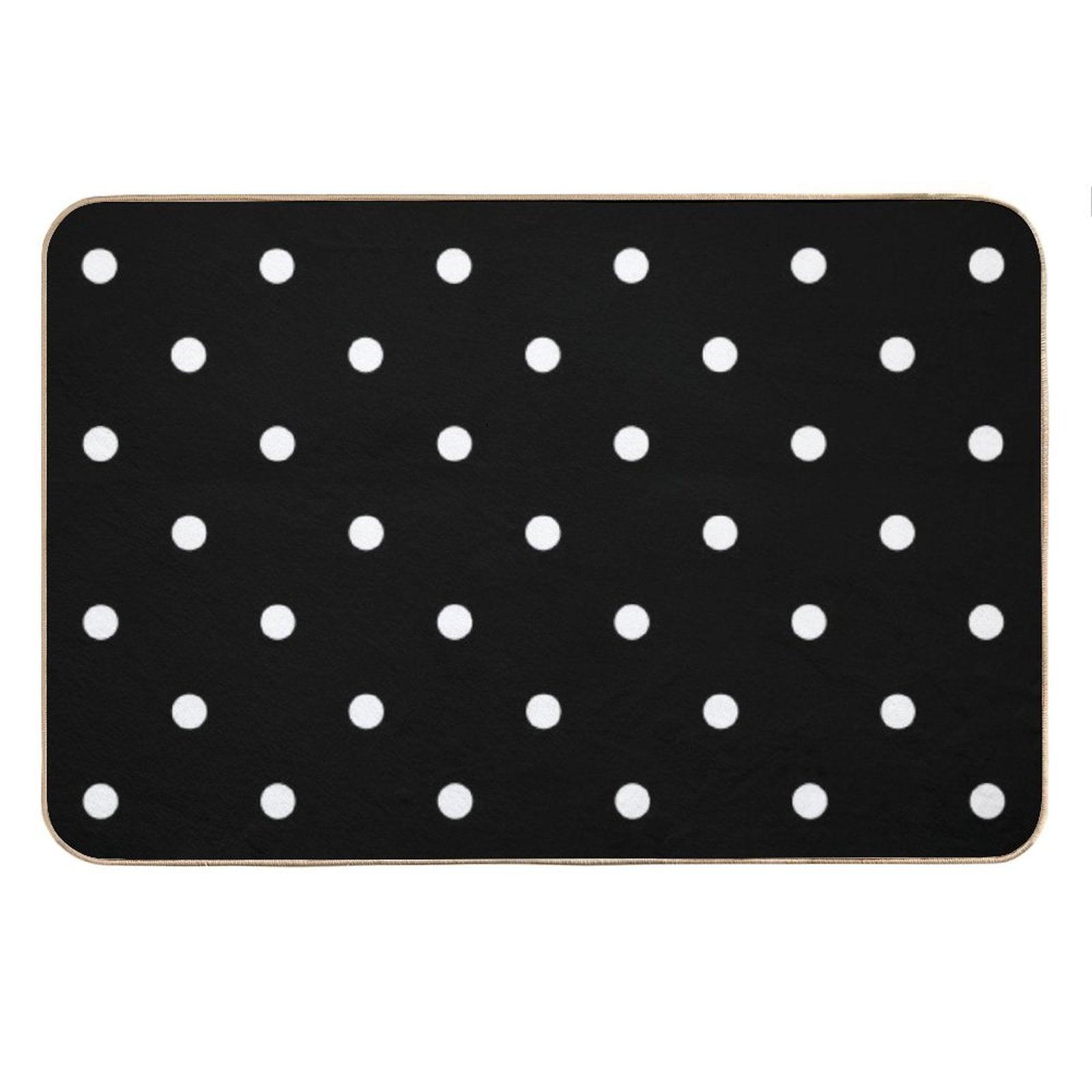 Polka Dots - Black And White Bath Mat