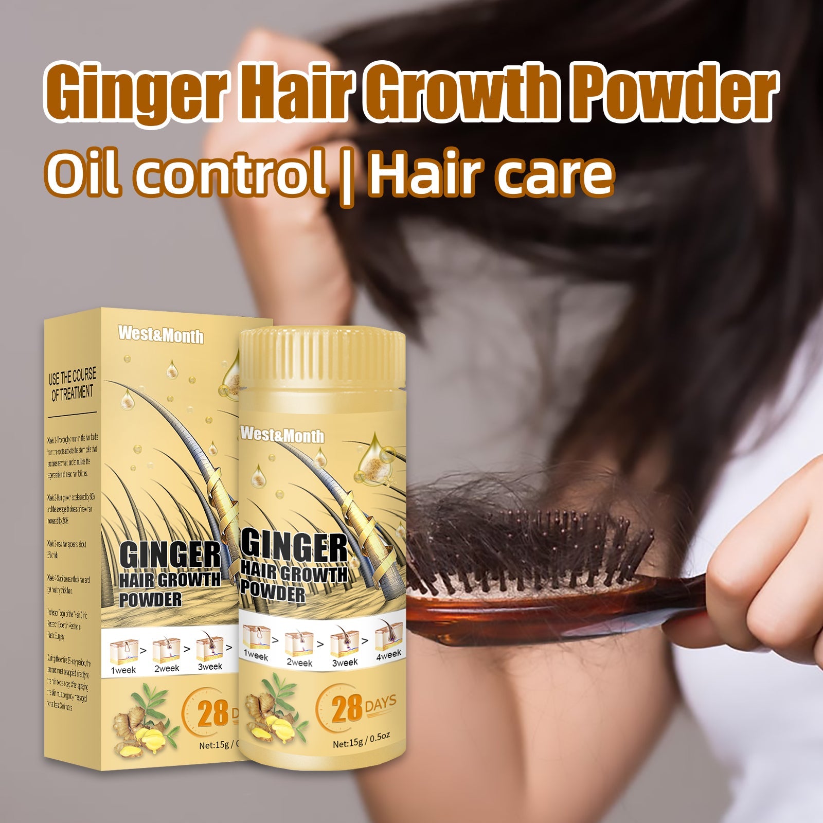 Ginger Powder, Hair Root Treatment Moisturizes and thickens hair, Strengthens and prevents hair loss