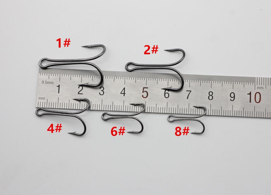 Rompin 50pcs/lot 9908 Double Fishing Hooks Small Fly Tying Double Dual Fishing Hook For Jig Size 1 2 4 6 8