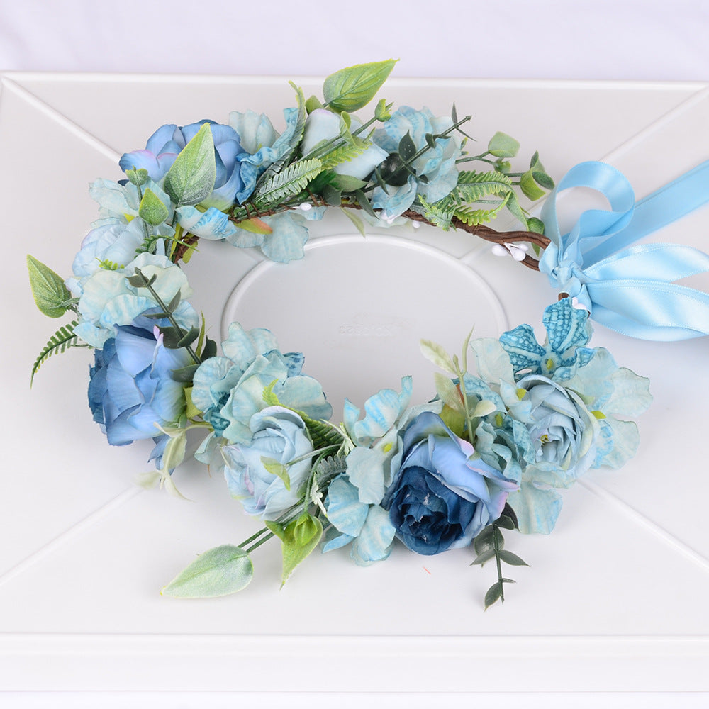 Mori series dried flower wreath bridal headdress crown hairdress wedding accessories Beach Resort studio props