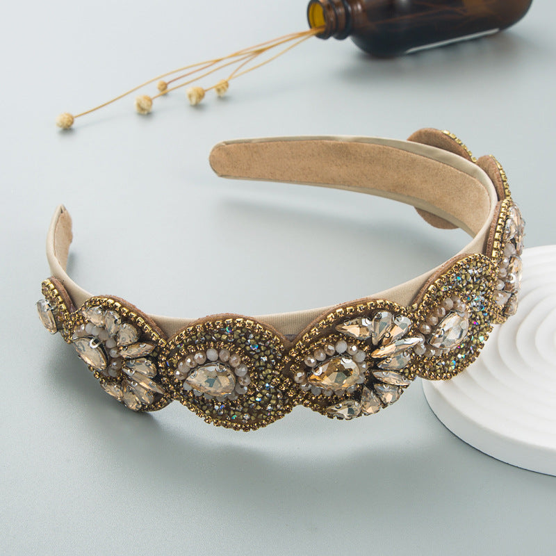 Hair Hoop Fashion Retro Baroque Crystal Head Hoop Korean High-End Hair Accessories Korean Version Of The Hair Cave