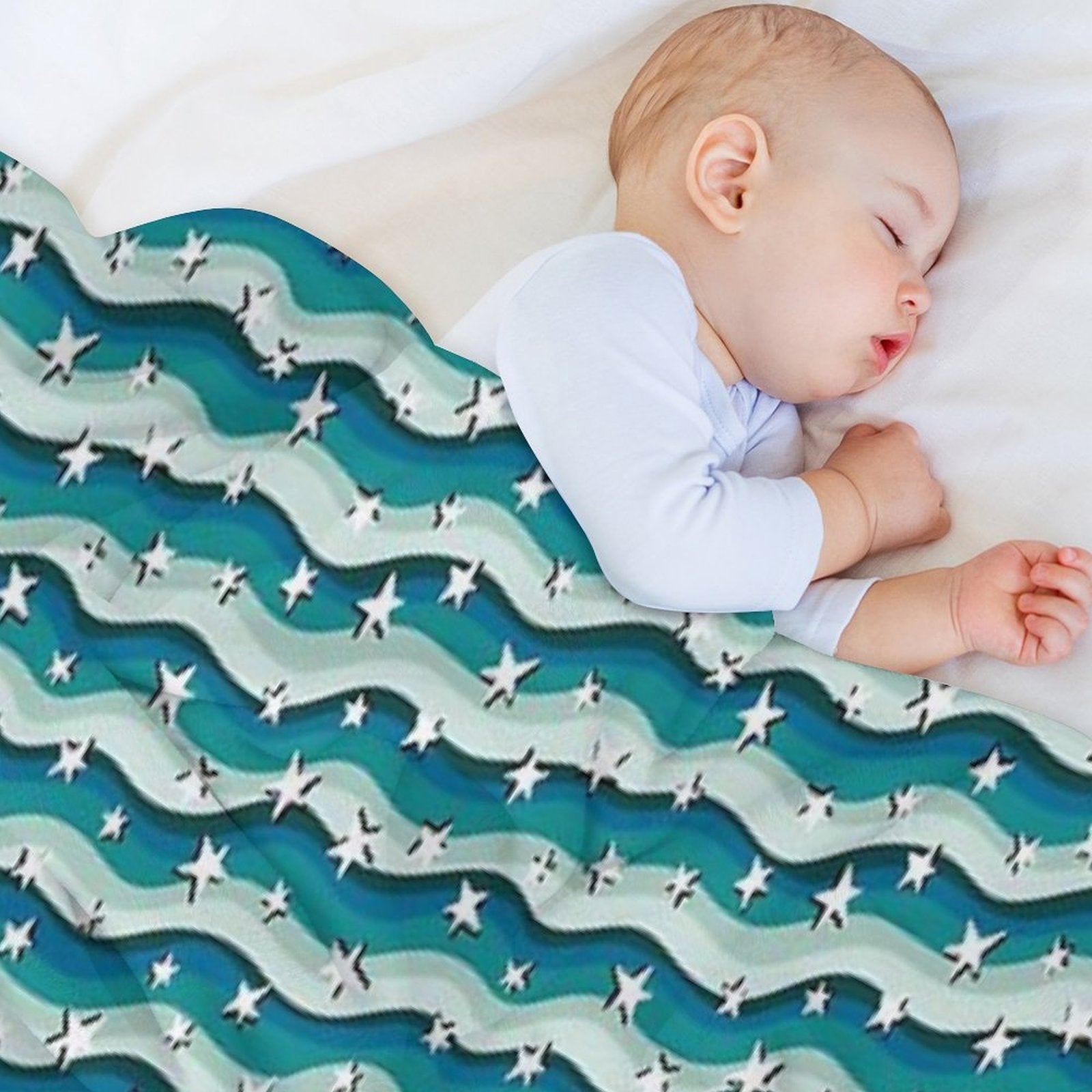 Copy of Stars And Stripes Teal Blue Fun Colourful Pattern Quick-dry Throw Blanket