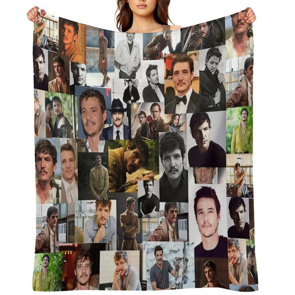 Pedro Pascal Abstract Seamless Collage Travel-friendly Throw Blanket