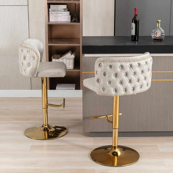 Furniture, Swivel Barstools Adjusatble Seat Height, Modern PU Upholstered Bar Stools