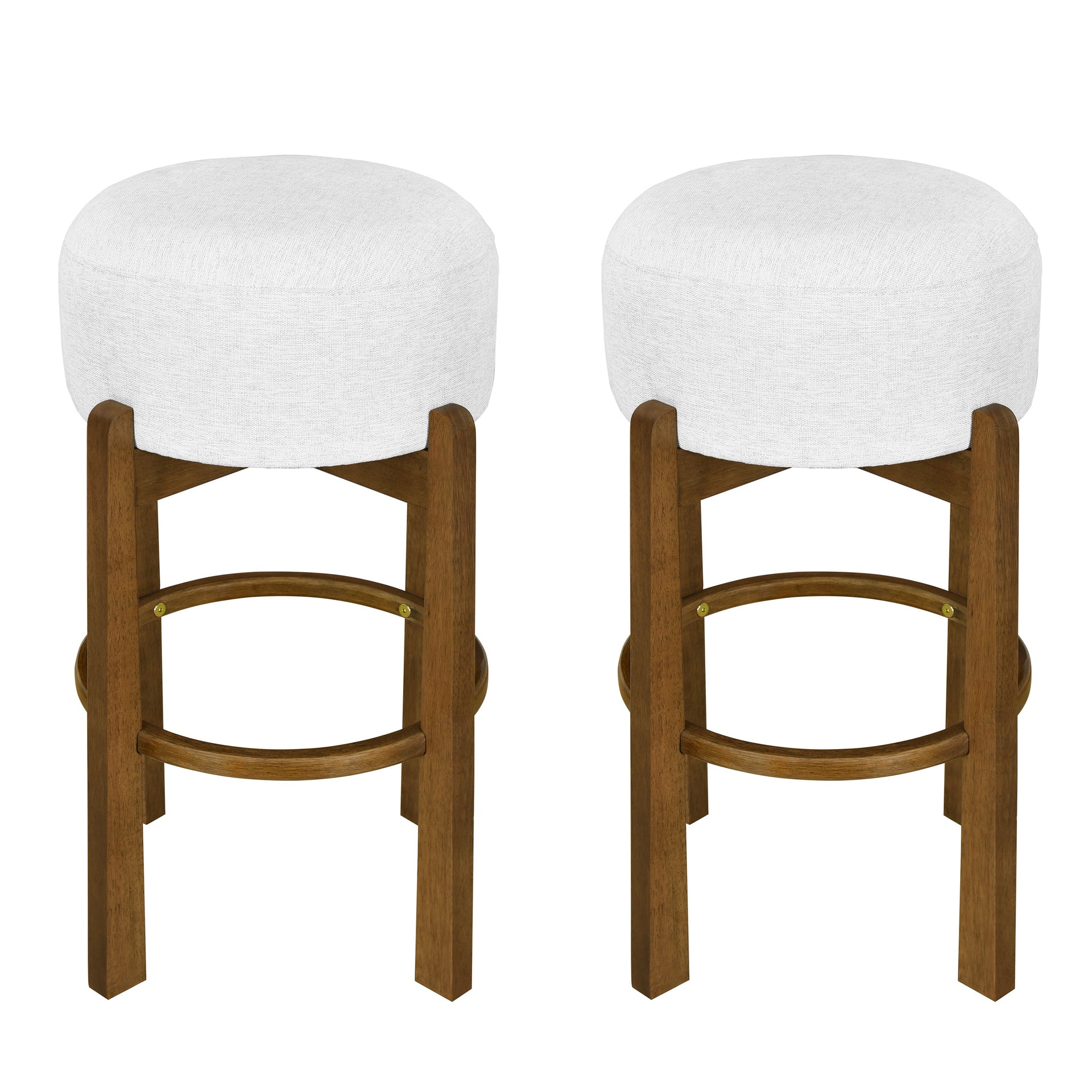 Set of 2 Dark Walnut & Ivory Rubberwood Bar Stool