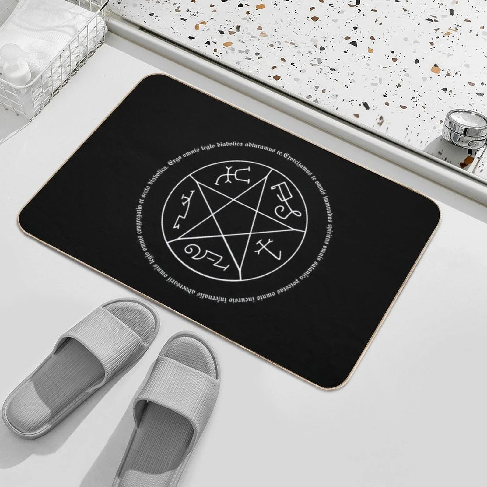 Devil's Trap with Exorcism Scripture Supernatural Quote Bath Mat