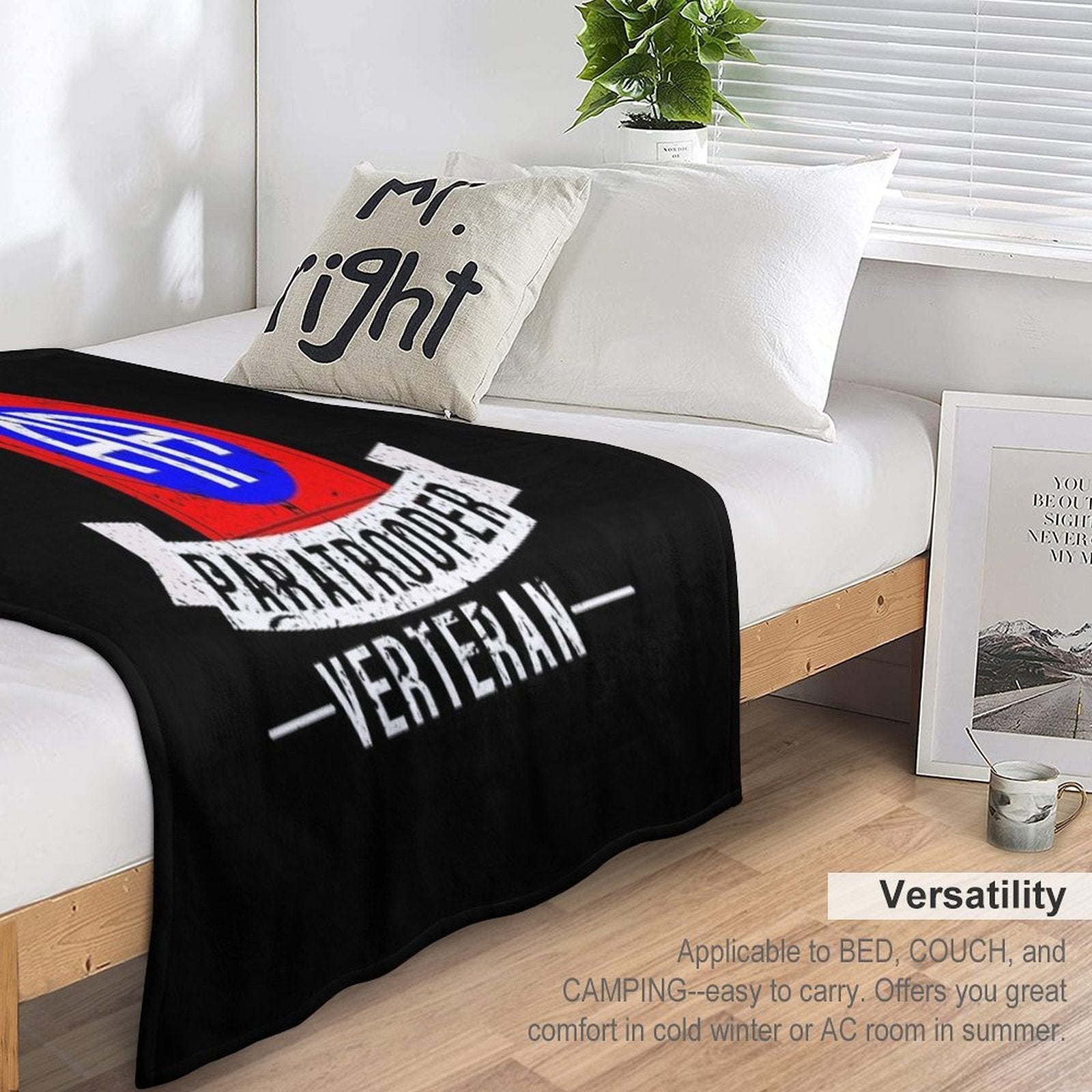 82nd Airborne Division Paratrooper Army Veteran Shrink-resistant Throw Blanket