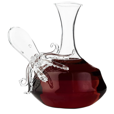 Octopus Tentacle Glass Decanter Handcrafted Decorative for Wine or Whiskey Antique Bronze Finish Statue and Glass Decanter Set 1000 ml, Extraordinary Detail, Kraken Sea - The Wine Savant