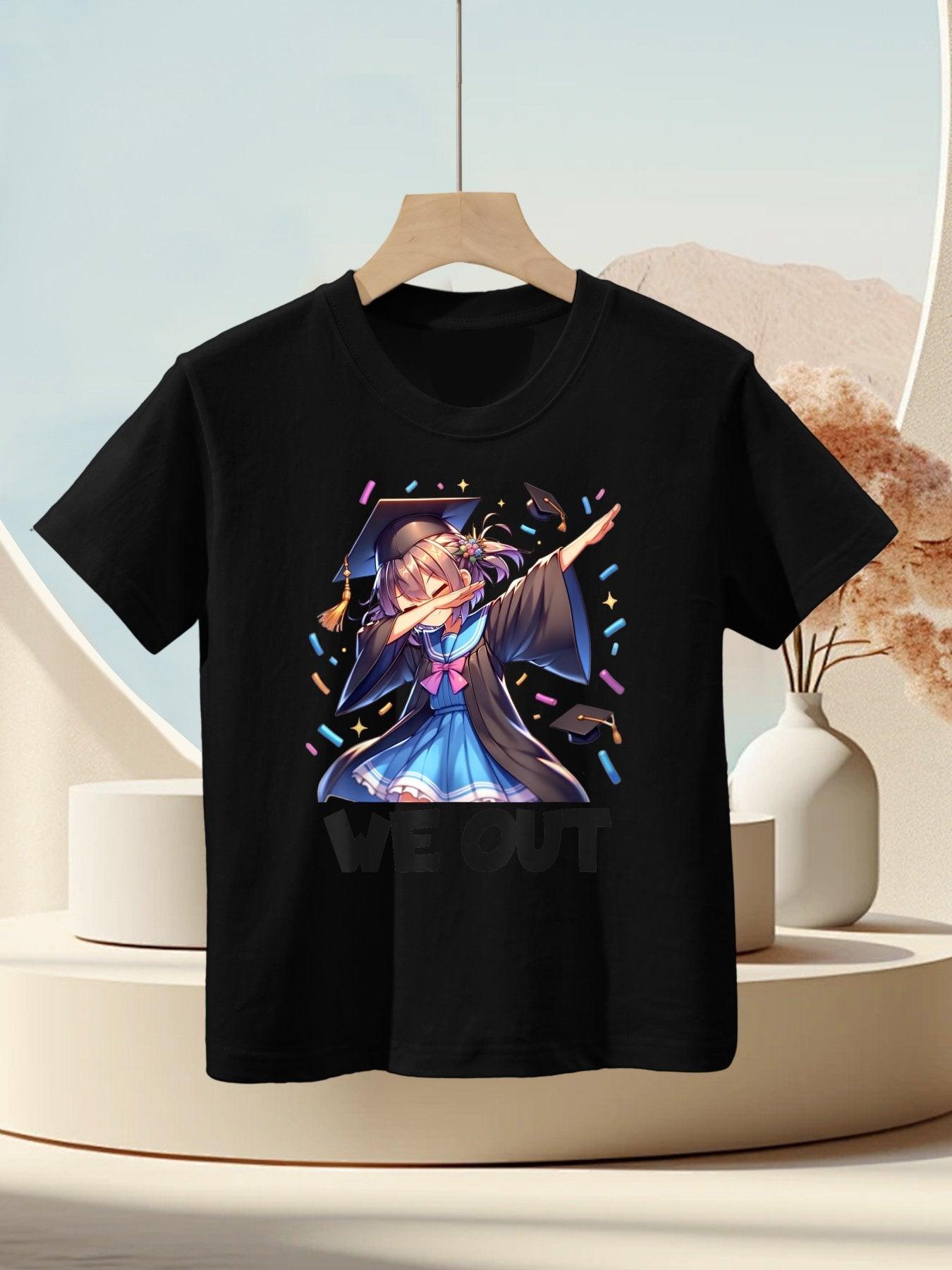 We Out Graduate Dabbing Anime Girl Grad Funny Graduation Kids T-Shirt
