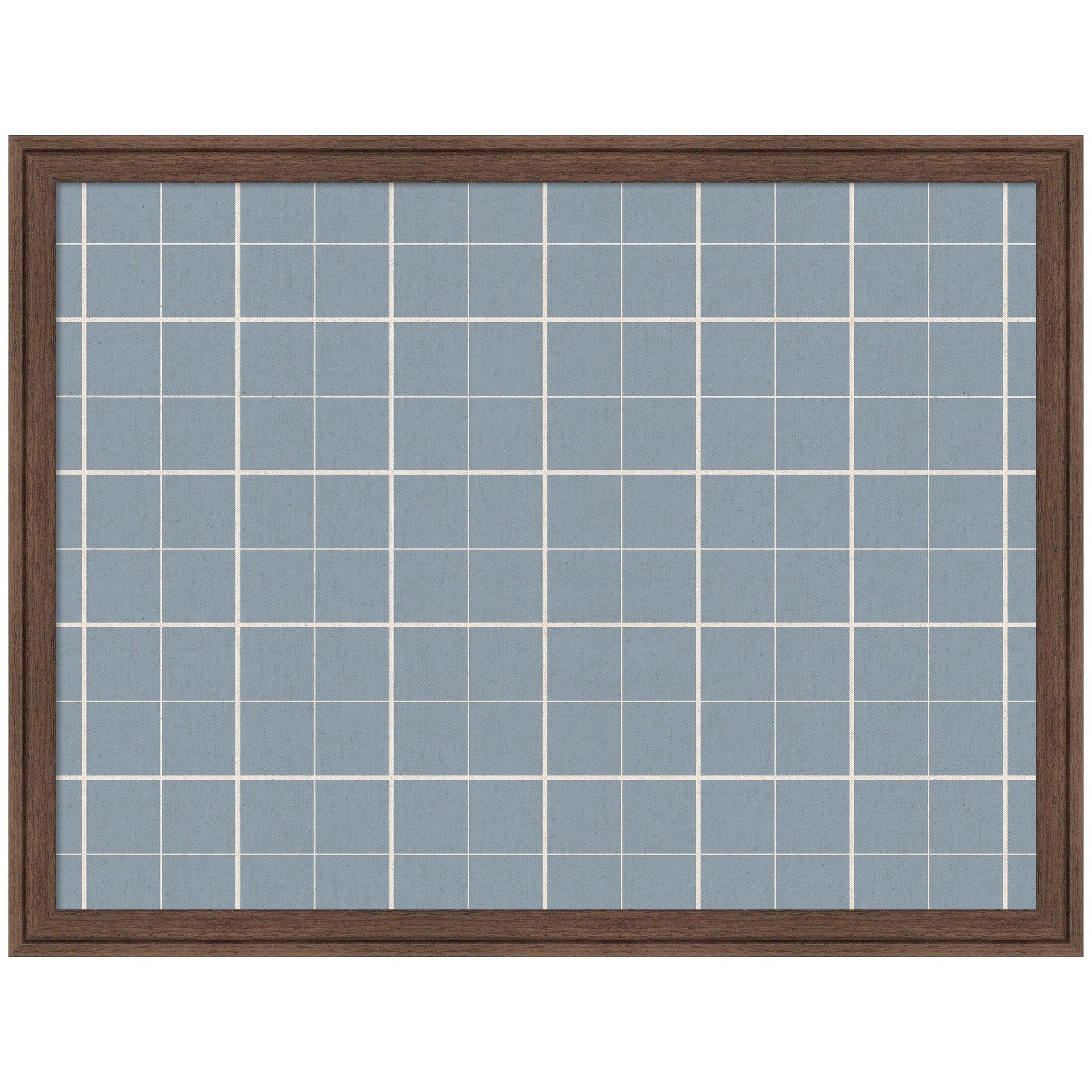 Framed Fabric Pinboard Light Blue Plaid Wall Organization