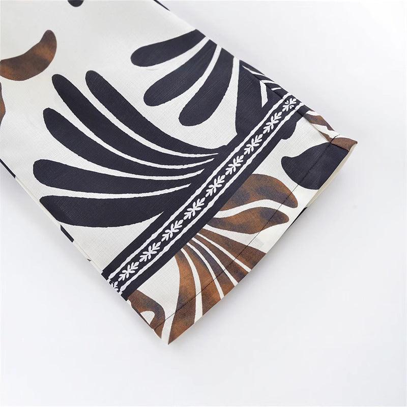 Spring and Summer NewStyle Design Sense Unique All-Match Casual Loose Retro Commuting Printed Wide-Leg Pants