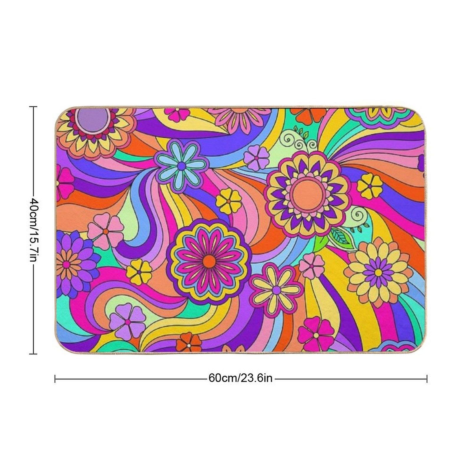 Groovy Psychedelic Flower Power Bath Mat