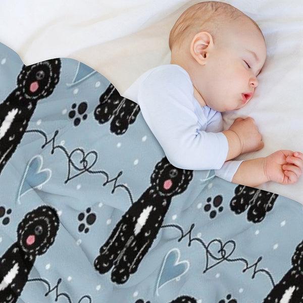 Love Black White Portuguese Water Dog Lightweight Throw Blanket