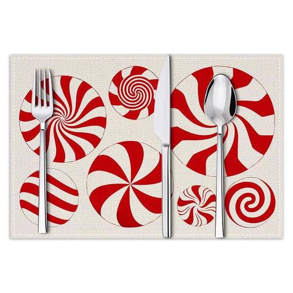 Christmas meal mat linen candy letter printed table mat living room dining table decoration insulation mat