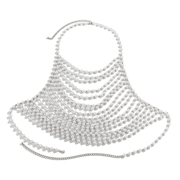 Sexy vacation style pearl bra, clothing chain, bikini chain body