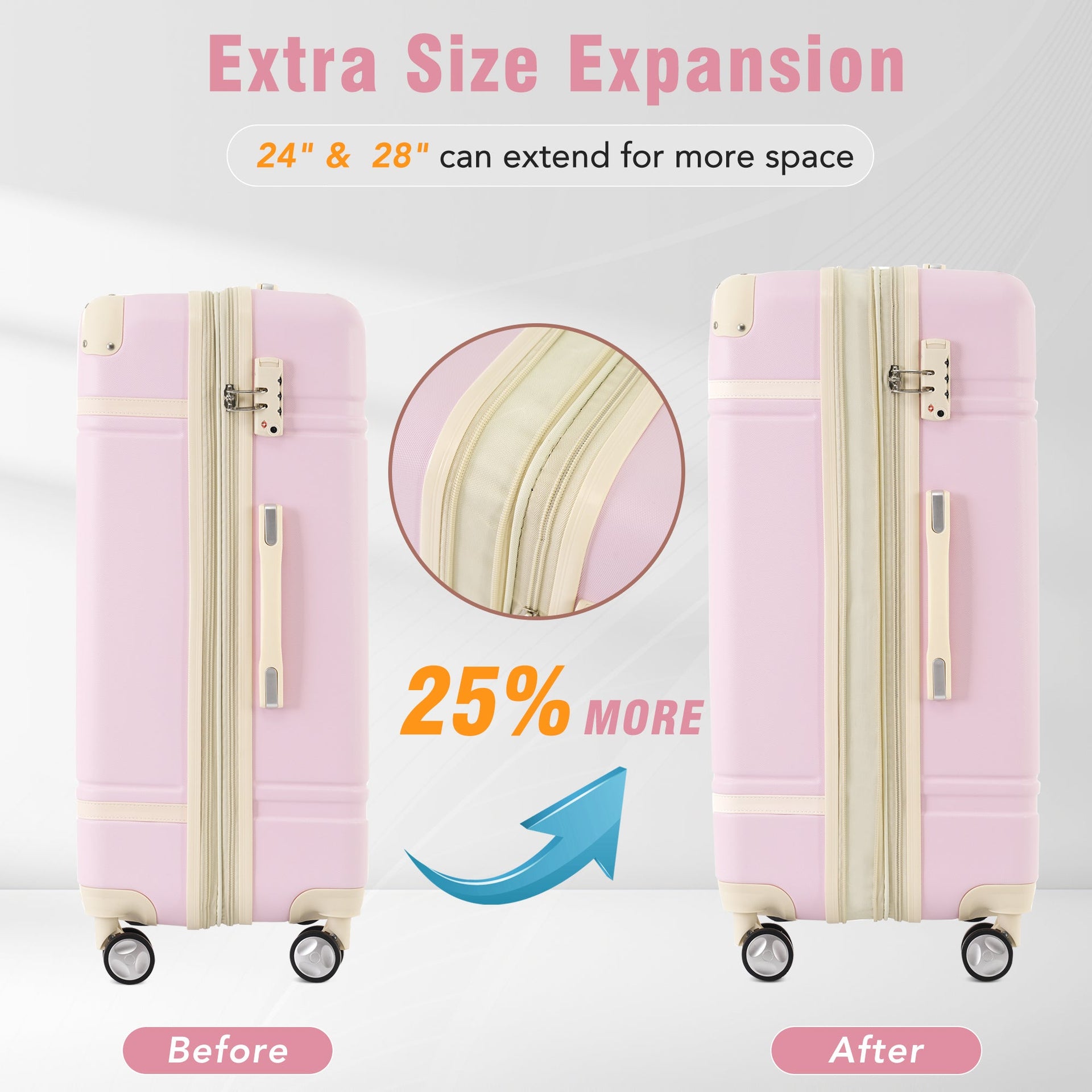 Hardshell Luggage Sets 4 Pieces 20'+24'+28' Luggages and Cosmetic Case Spinner Suitcase with TSA Lock Lightweight