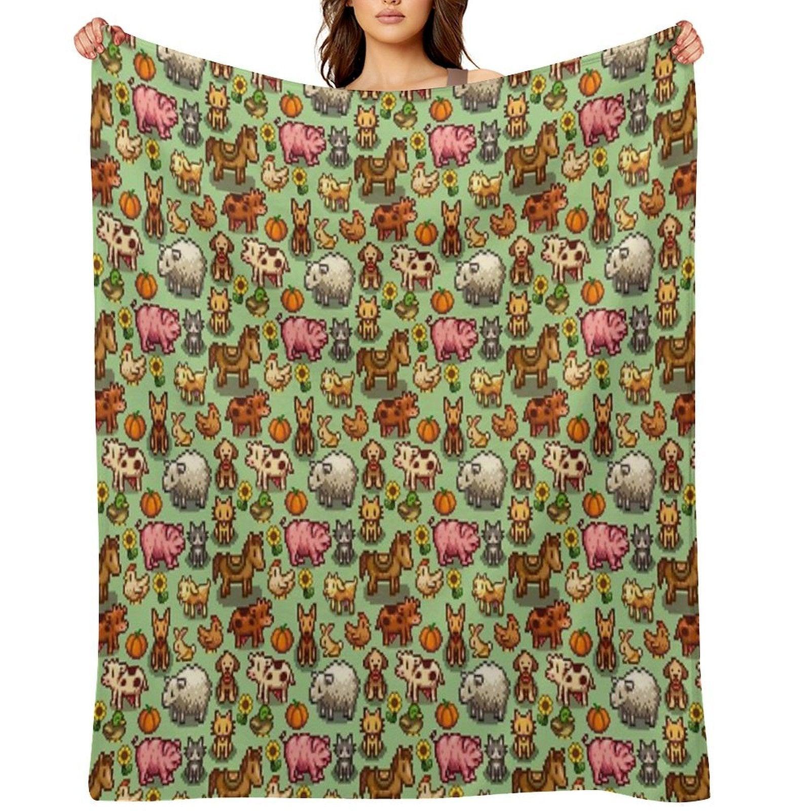 Stardew Valley Farm Animals Throw Blanket