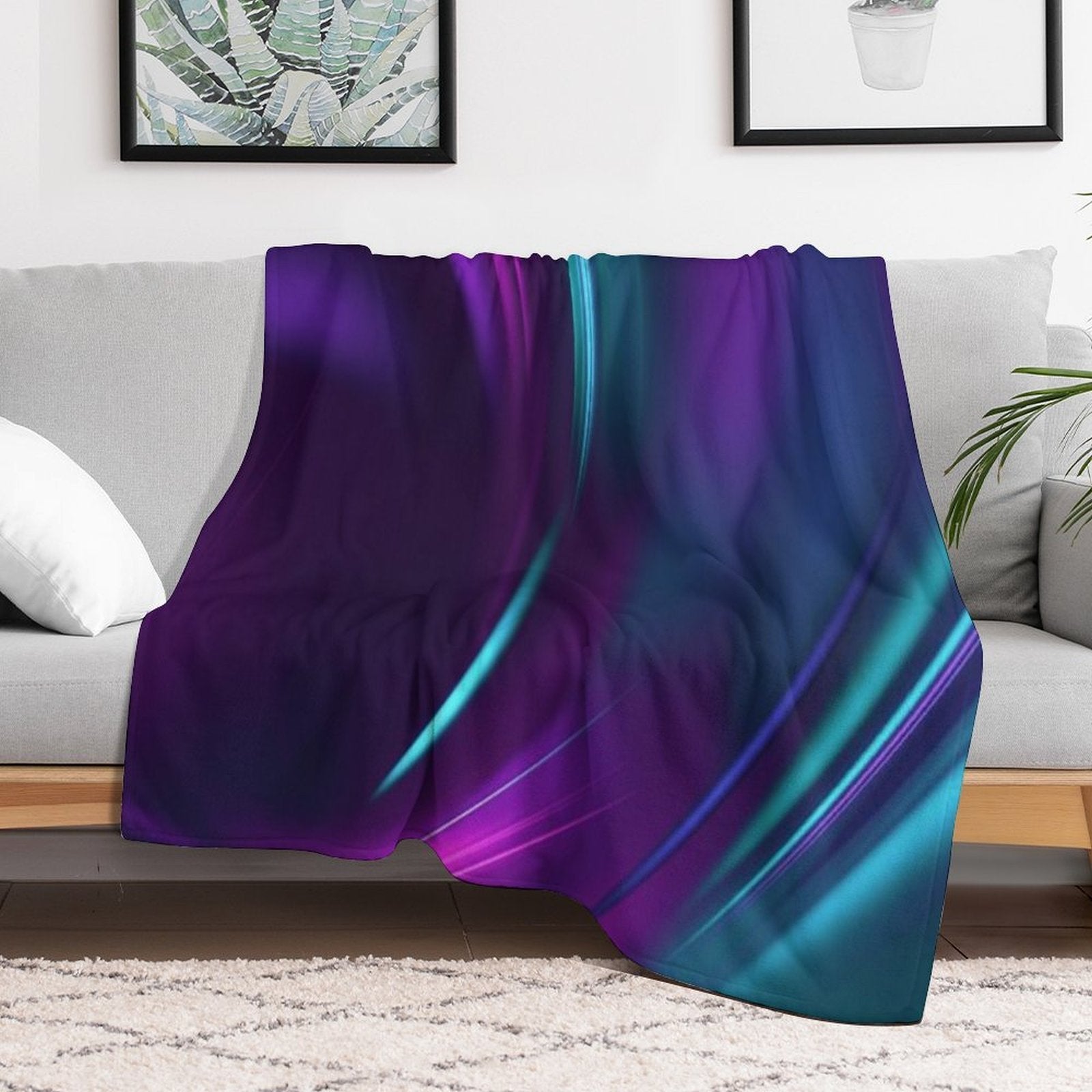 Purple Teal Swirl Sustainable Throw Blanket