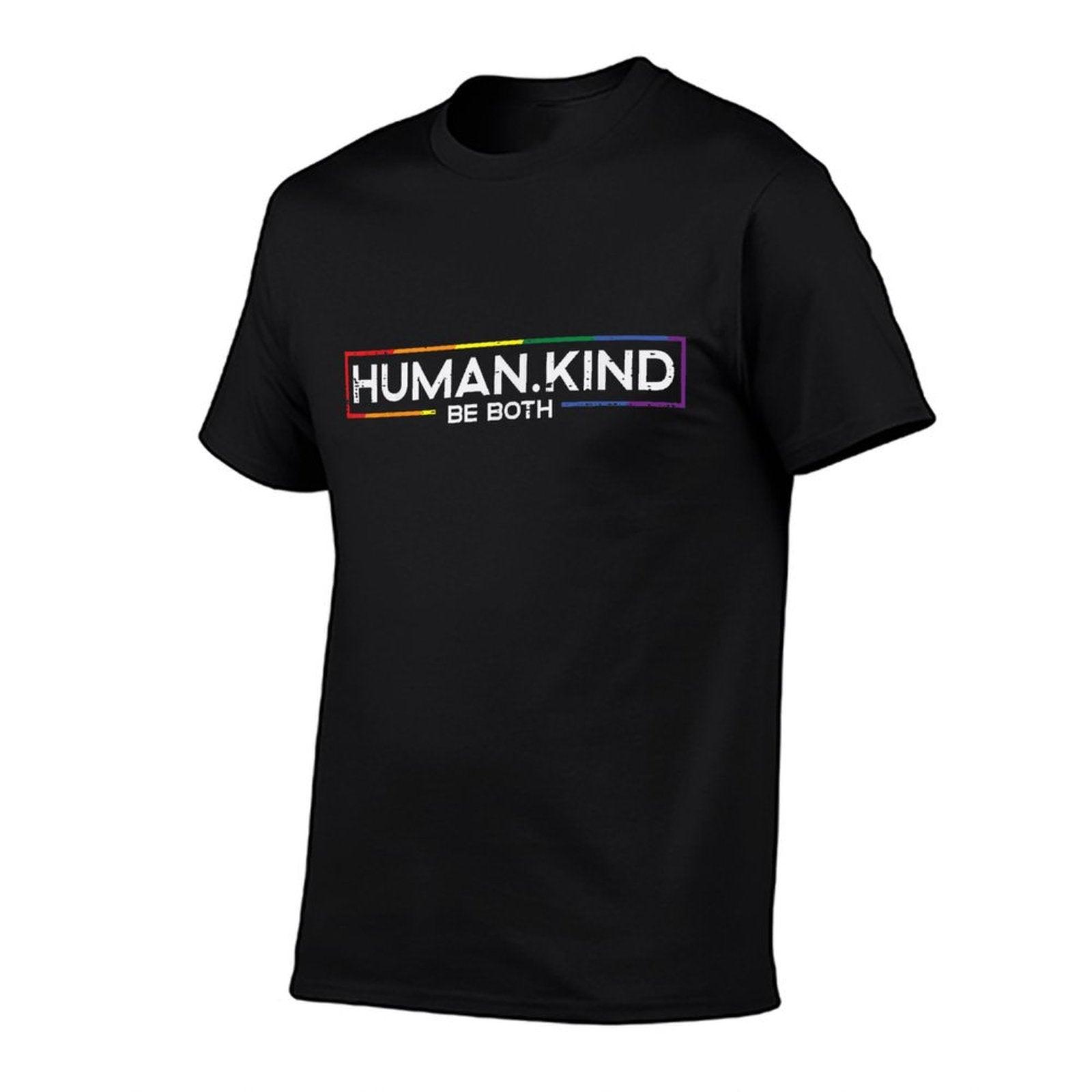 Gay Pride Month Human Kind LGBTQ Ally Rainbow Men Women  Rolled Sleeves T-Shirt