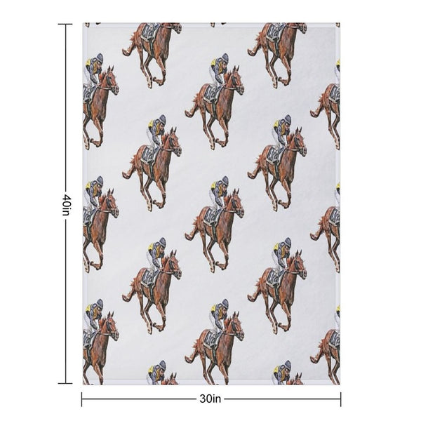 Horse Racing Travel-friendly Throw Blanket