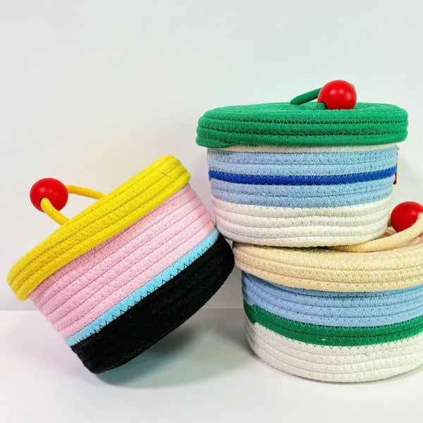 Home Cotton Weaving Storage Basket Ins Wind Vegetable Toy Storage Basket Living Room Miscellaneous Display Underwear Storage Basket