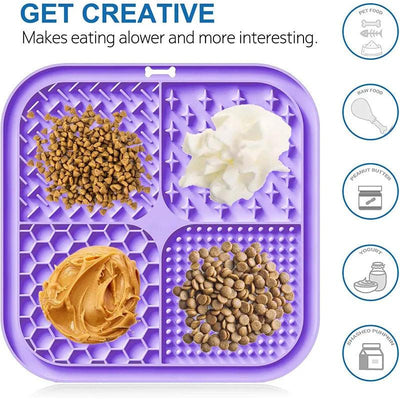 Pet Licking Mat Silicone Pet Food Suction Cup Licking Mat Slow Feeding Mat Anti-choking Slow Food Basin