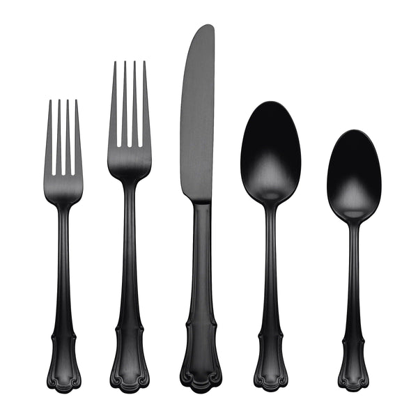 James Street Satin Black 20 Piece Flatware Set by Oneida - Gifts for You 'n Me