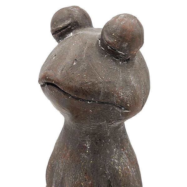 Brown Magnesium Yoga Frog Figurine with Gold Accents Decorative Meditation Statue